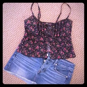 Free People sexy tie up floral crop top